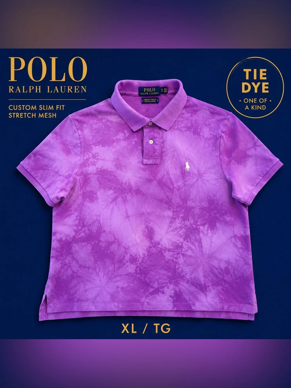 Polo Ralph Lauren Custom Slim Fit Stretch Mesh Tie-Dye Polo Shirt XL